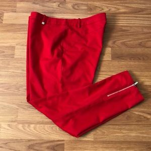 Calvin Klein Red Zip Ankle Pants Sz 16
